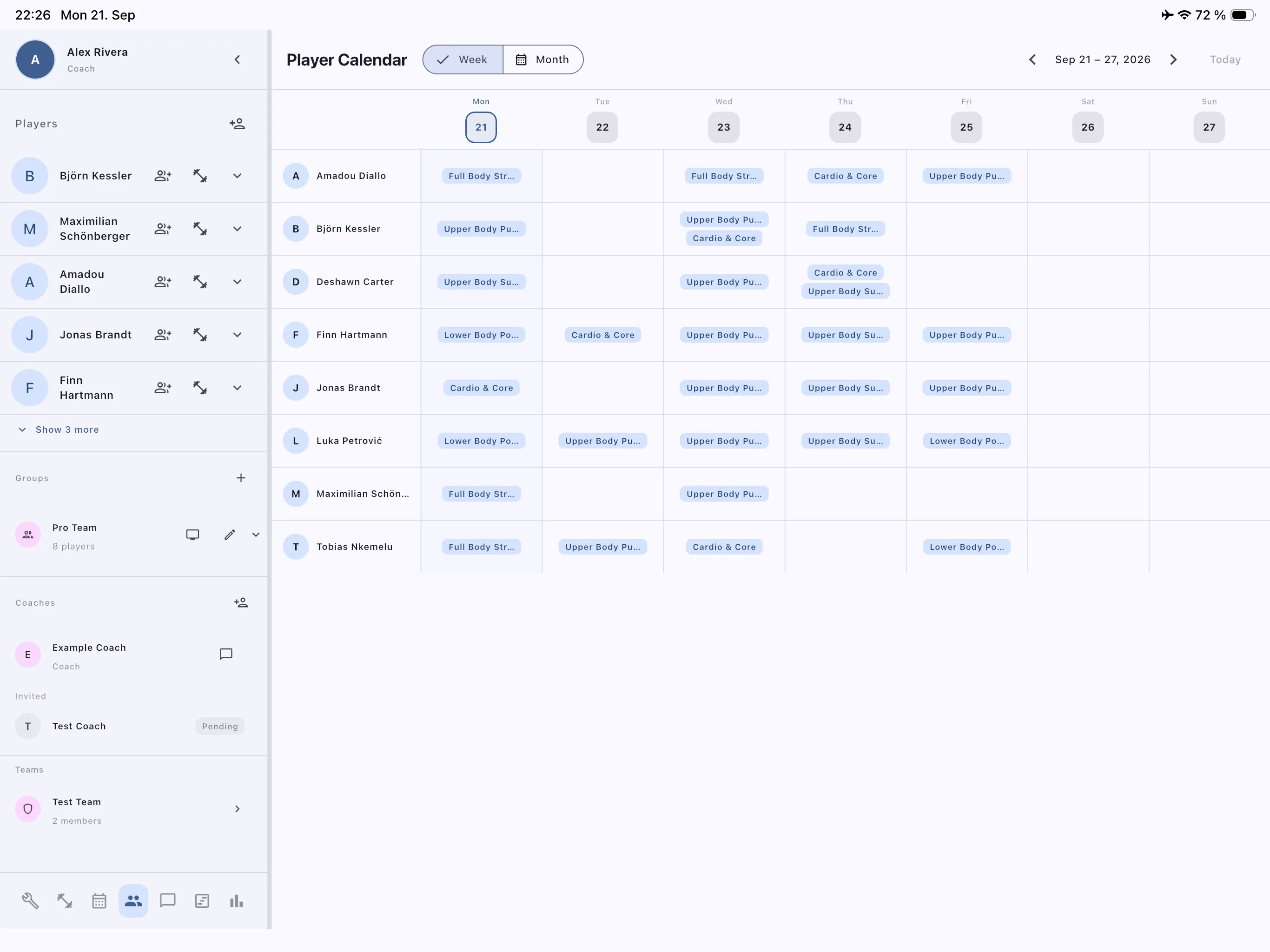 ProtocolHQ Player Calendar